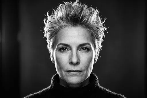 Monochrome Portrait of Woman with Pixie Cut