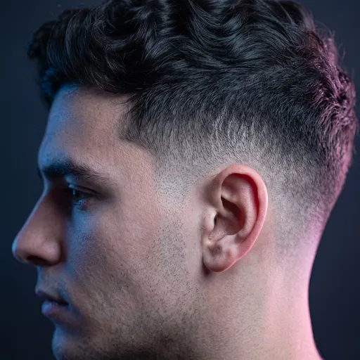 Close-Up Profile of Mid Drop Fade Haircut