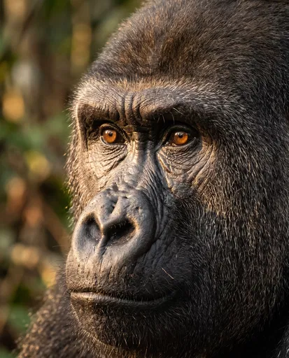 Close-Up Portrait of Gorilla in Golden Light