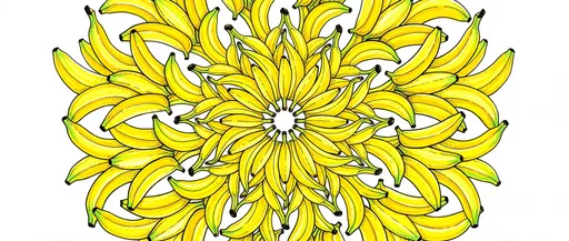 Yellow Banana Sunburst Mandala Illustration