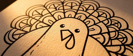 Geometric Turkey Line Drawing in Warm Light