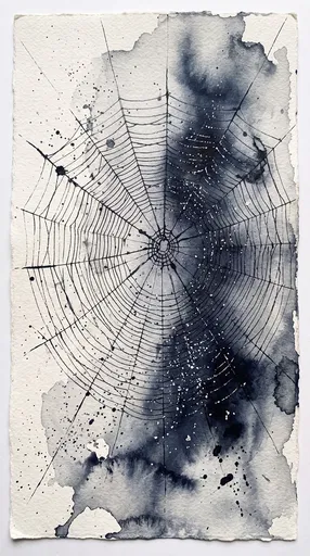 Watercolor and Ink Orb Spider Web