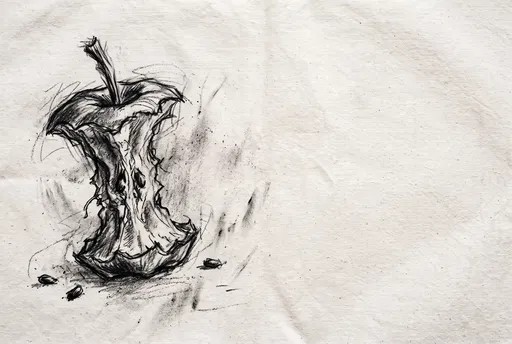 Charcoal Sketch of Eaten Apple Core