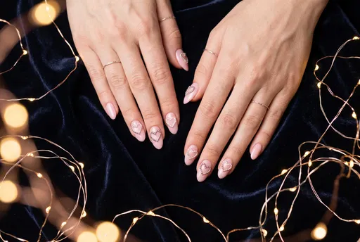 Pastel Pink Valentine Nail Art With Hearts