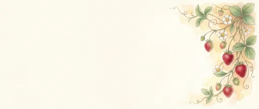 Watercolor Strawberry Vine Border Illustration