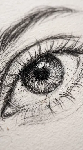 Macro Charcoal Sketch of Human Eye