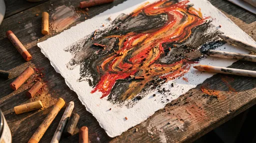 Oil Pastel and Charcoal Magma Drawing