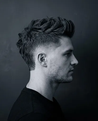 Monochrome Profile Portrait of Man's Haircut