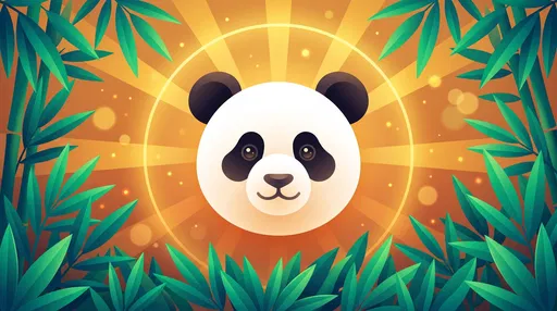 Cute Panda Face in Bamboo Frame