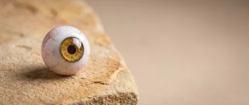 Prosthetic Glass Eyeball on Sandstone Surface