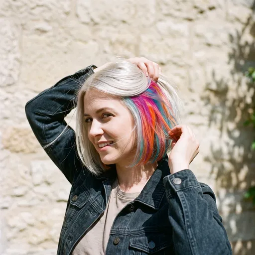 Woman Revealing Colorful Peekaboo Hair Dye