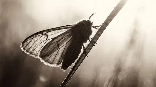 Sepia Silhouette of Backlit Moth