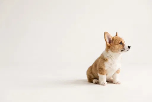Corgi Puppy Sitting in Studio Profile