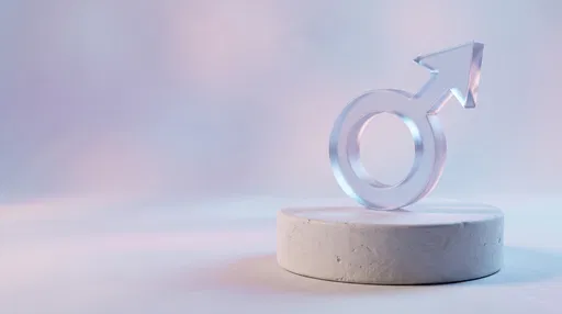 Frosted Glass Male Symbol on Pedestal