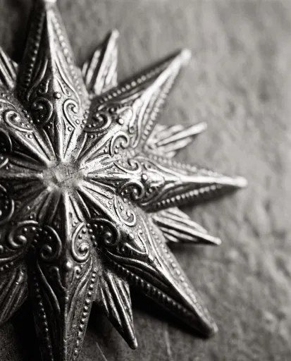 Close-Up of Embossed Tin Star Ornament