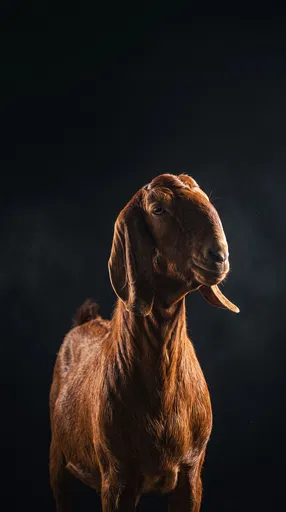 Dramatic Studio Portrait of Brown Goat
