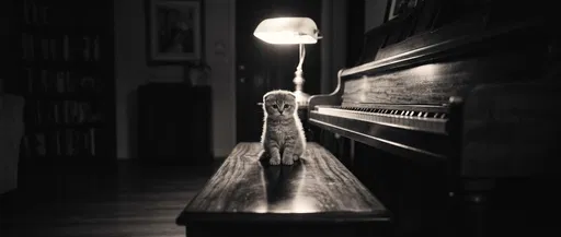 Scottish Fold Kitten on Piano Bench
