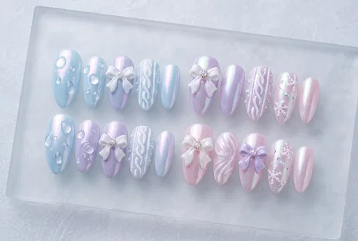 Pastel Winter 3D Gel Nail Art Tips