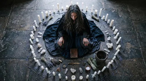 Woman in Ritual Circle with Candles