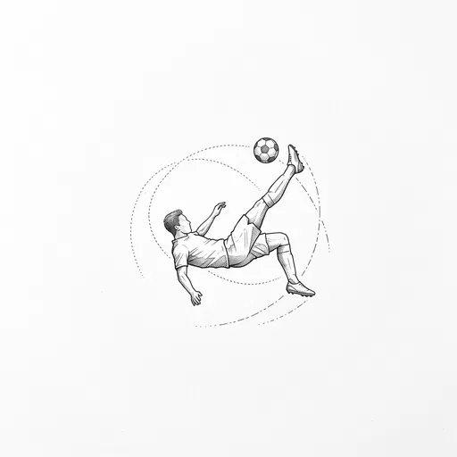 Soccer Player Bicycle Kick Ink Illustration