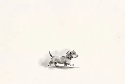 Minimalist Ink Wash Dachshund Puppy Illustration