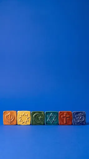 Colorful Ceramic Tiles With Religious Symbols