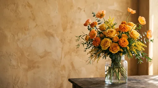 Yellow and Orange Flower Bouquet in Vase