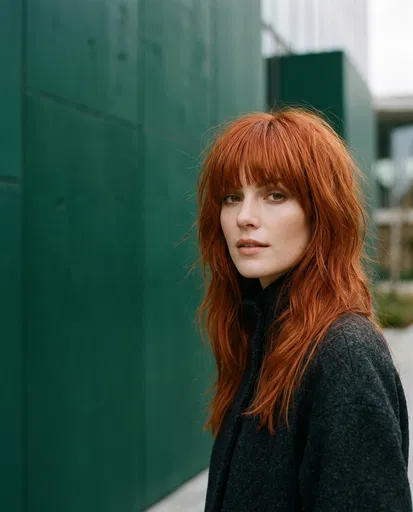 Woman with Copper Red Shag Haircut