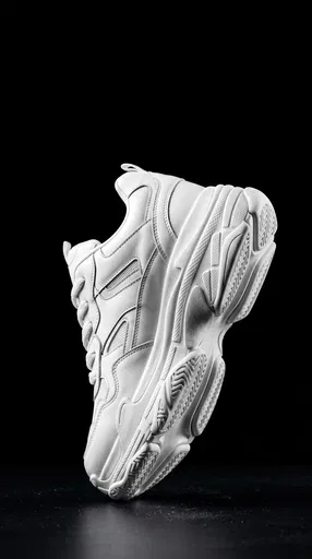 White Chunky Sneaker on Black Background