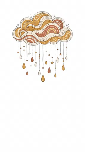 Boho Whimsical Cloud Illustration With Raindrops