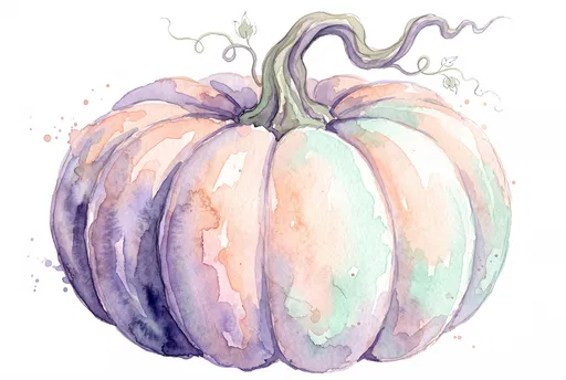 Pastel Watercolor Fairytale Pumpkin Clip Art