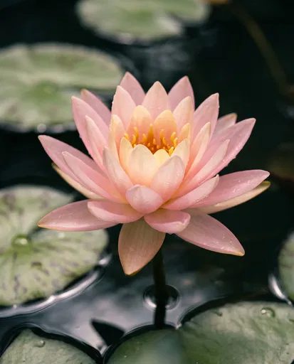 Blooming Pink Water Lily Close-Up
