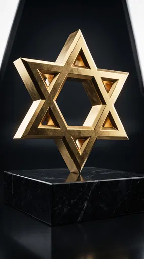 Gold Star of David on Marble Pedestal