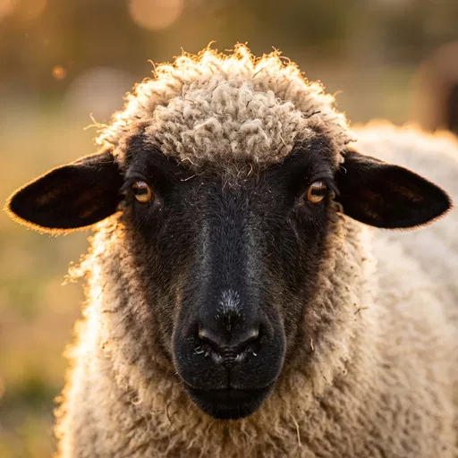 Black-Faced Sheep Portrait at Golden Hour