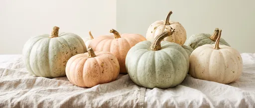 Pastel Heirloom Pumpkins on Linen