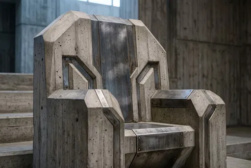 Brutalist Concrete and Metal Throne