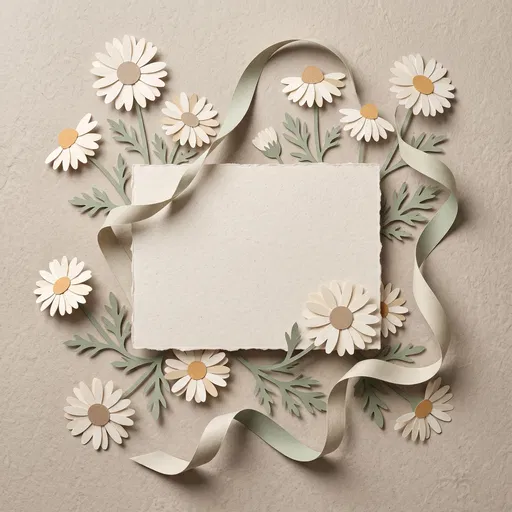 Paper Cut Chamomile Blank Card Mockup