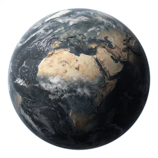 Muted 3D Planet Earth on White