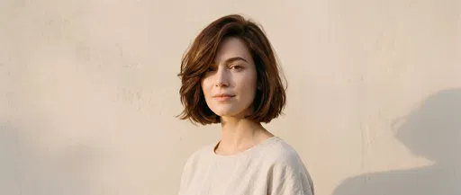 Woman with Brown Bob in Golden Light