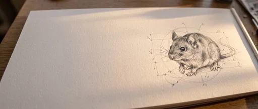 Graphite Mouse Sketch with Proportion Guidelines