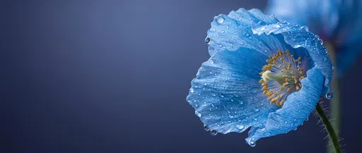 Blue Himalayan Poppy Macro With Copy Space