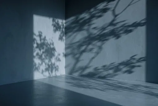 Tree Shadows on Slate Blue Corner Wall