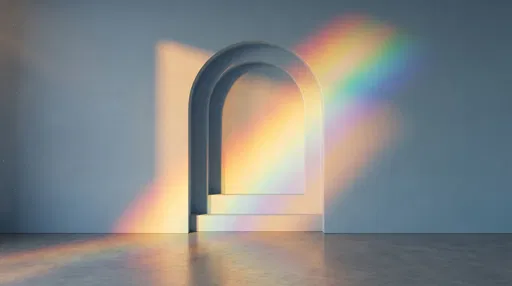 Minimalist Blue Alcove With Rainbow Light