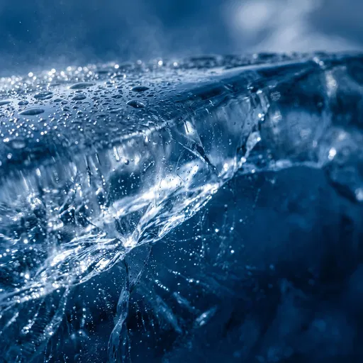 Macro Close-Up of Blue Glacial Ice