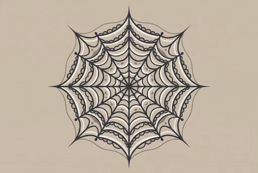Ornate Symmetrical Cartoon Spiderweb Illustration