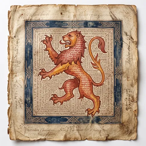 Illuminated Manuscript Leaf With Heraldic Lion