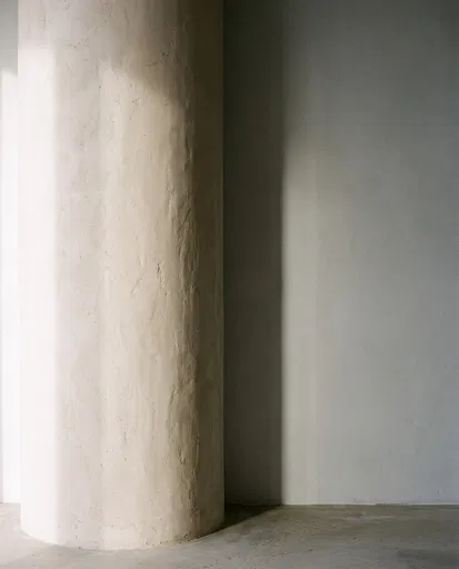 Textured Clay Plaster Column in Light