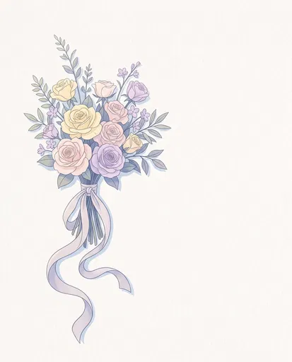 Pastel Rose Bouquet Botanical Illustration