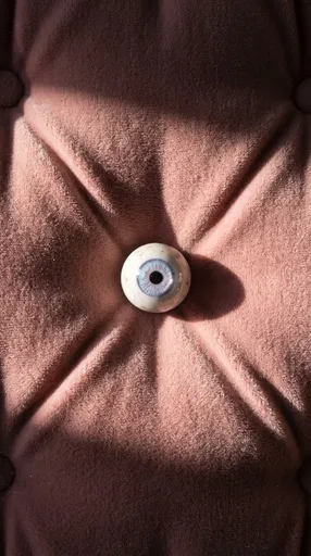 Porcelain Eyeball on Pink Velvet Cushion