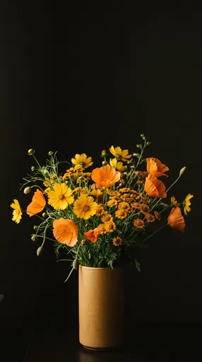 Orange and Yellow Wildflowers in Vase